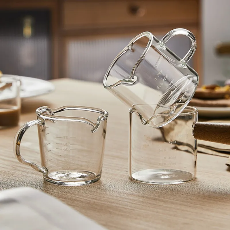 70ml ESPRESSO Heat-resistant Glass Measuring Cup Kitchen Clip for Espresso Double Mouthed Cups