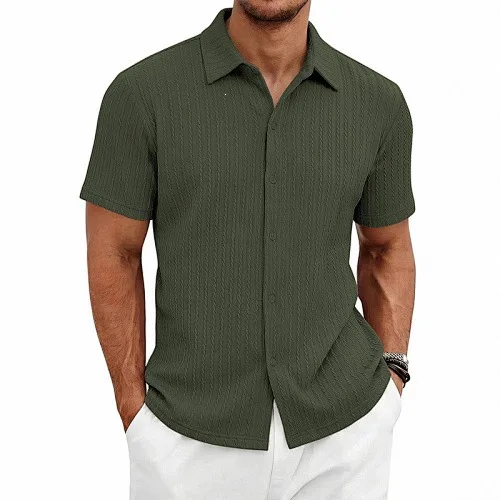 men's European and American summer jacquard lapel polo shirt slim-fitting multi-color men's business versatile classic