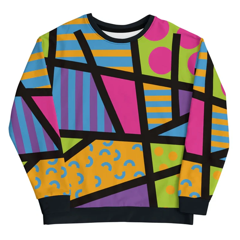 

Men's Square Line Graphics Long Sleeve Hoodie Casual Sport Pullover Sweatshirt Spring Fashion Personality Sweatshirts