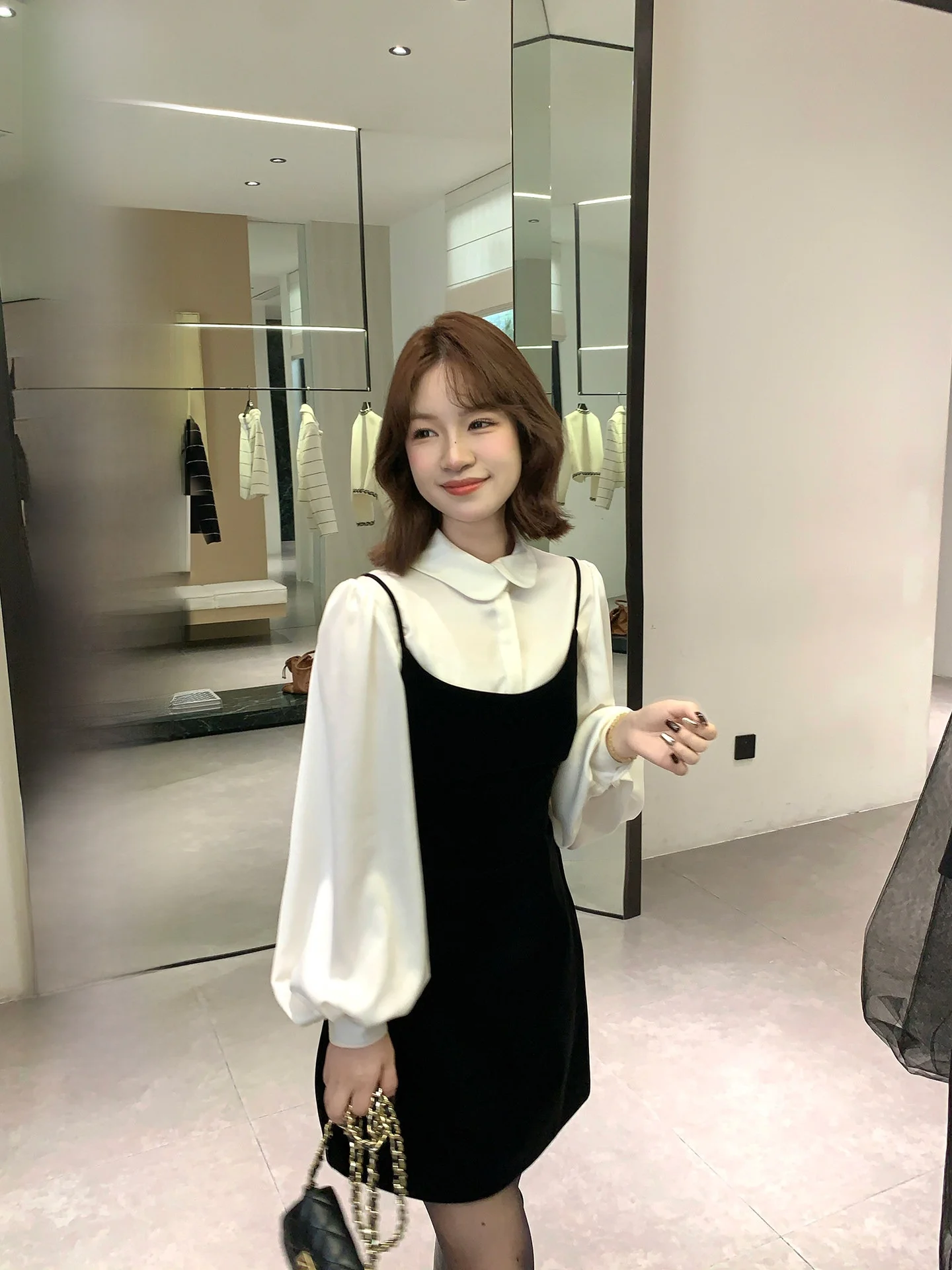 

Элегантная шелковая блузка с длинным рукавом и воротником-стойкой, осенне-зимний дизайн, универсальная, высококачественная, женская, модная, во французском стиле, с эффектом пузырьков.