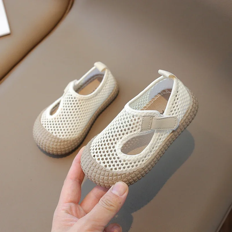 Children Sandals Air Mesh Breathable Fashion Soft Sole Kids Casual Shoes Summer Baby Beach Hook-loop Boys Girls Sliders 21-30