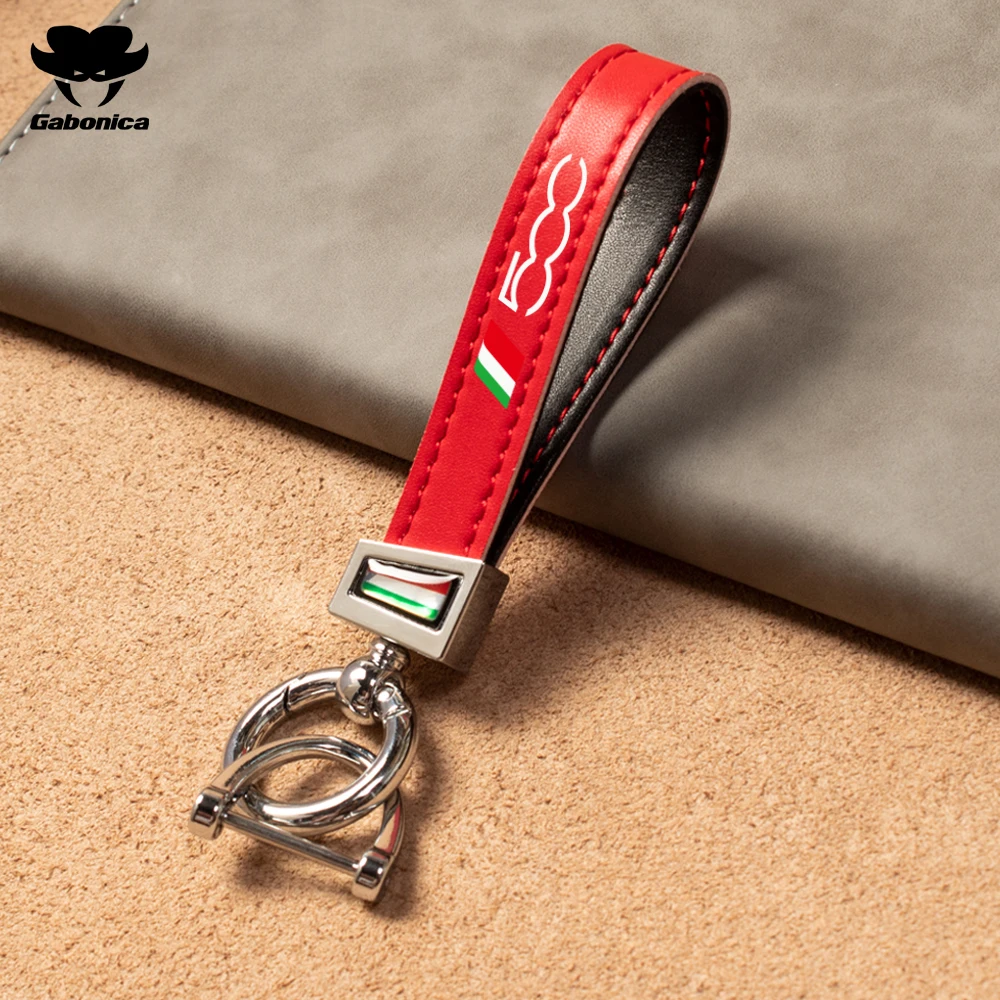 Genuine Leather Car Keychain Key Rings Keyring Car Key Case for Fiat 500 500C 500X 500L Abarth 124 Abarth 595 Car Accessories