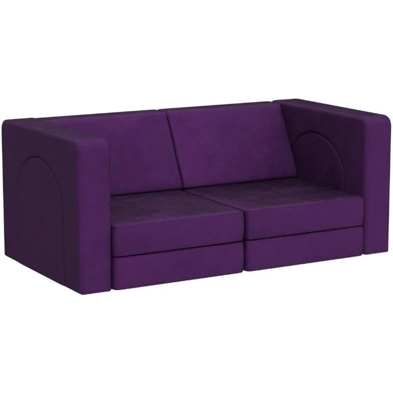 10PCS Purple Modular Play Couch for Playroom Bedroom 10 in 1 Multi-functional Sofa for Playing Creativing Sleeping Toddler Couch