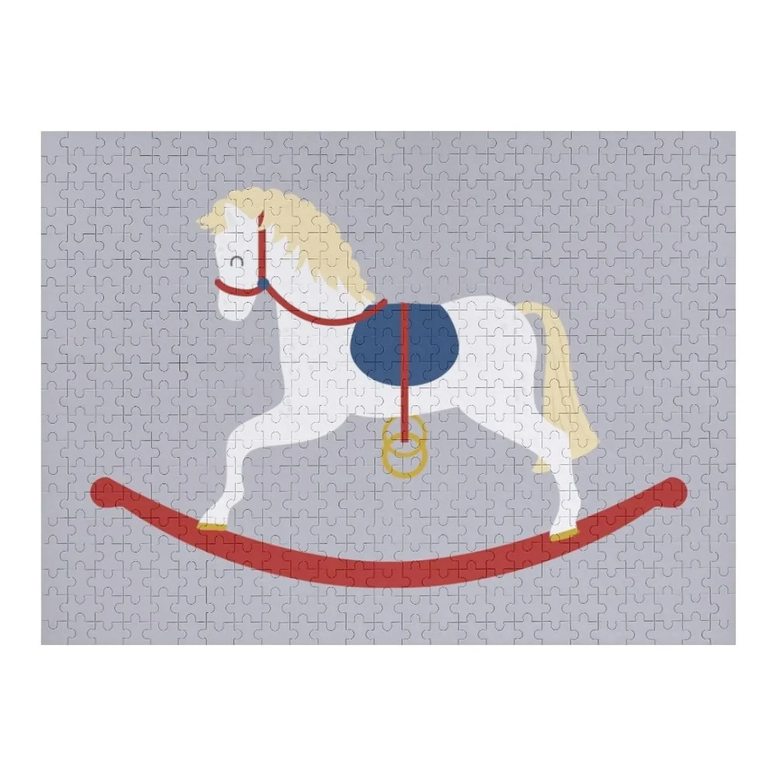 

Cute Blue and Red Rocking Horse Jigsaw Puzzle Customizable Gift Customs With Photo Puzzle