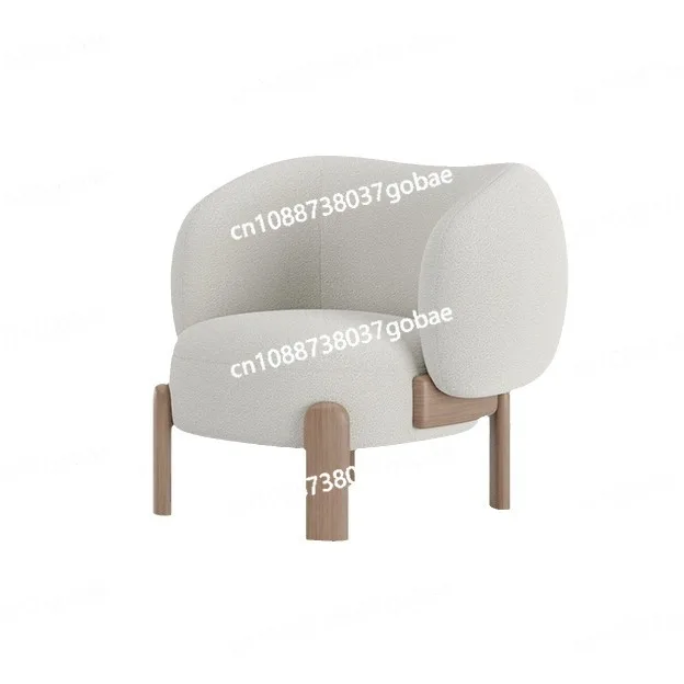 

Lamb wool solid wood single sofa, retro backrest sofa, home living room fabric leisure chair