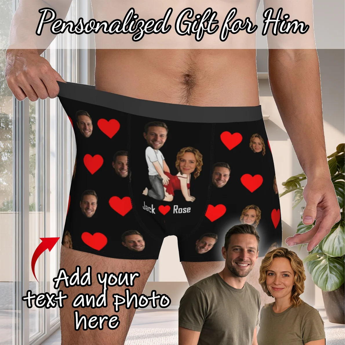 

Персонализированное нижнее белье с фото на заказ, мужские трусы-боксеры, подарок на день рождения для мужа, подарок на годовщину для папы