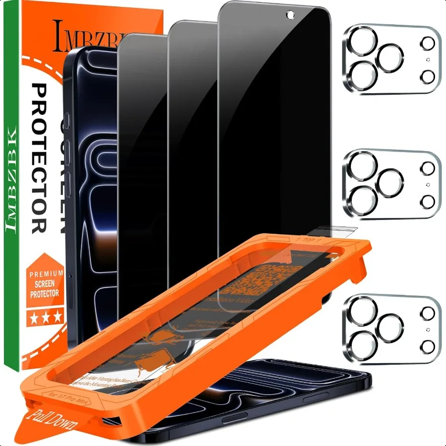 

[AutoDust Removal] 3 Pack Privacy Screen Protector for iPhone 17 Pro Max [6.9 INCH] Anti Spy Private Accories Case Friendly Fil