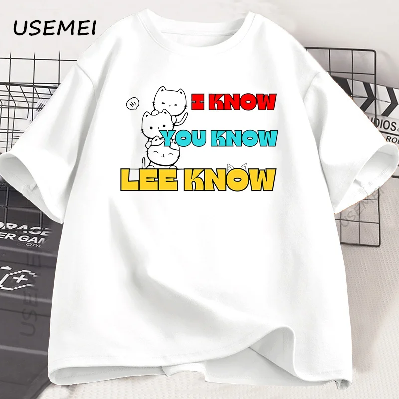 

I Know You Know Lee Know T Shirt Trendy Cotton Short Sleeve Summer T-shirt Korean Fashion Popular Clothes Casual Round Neck Top