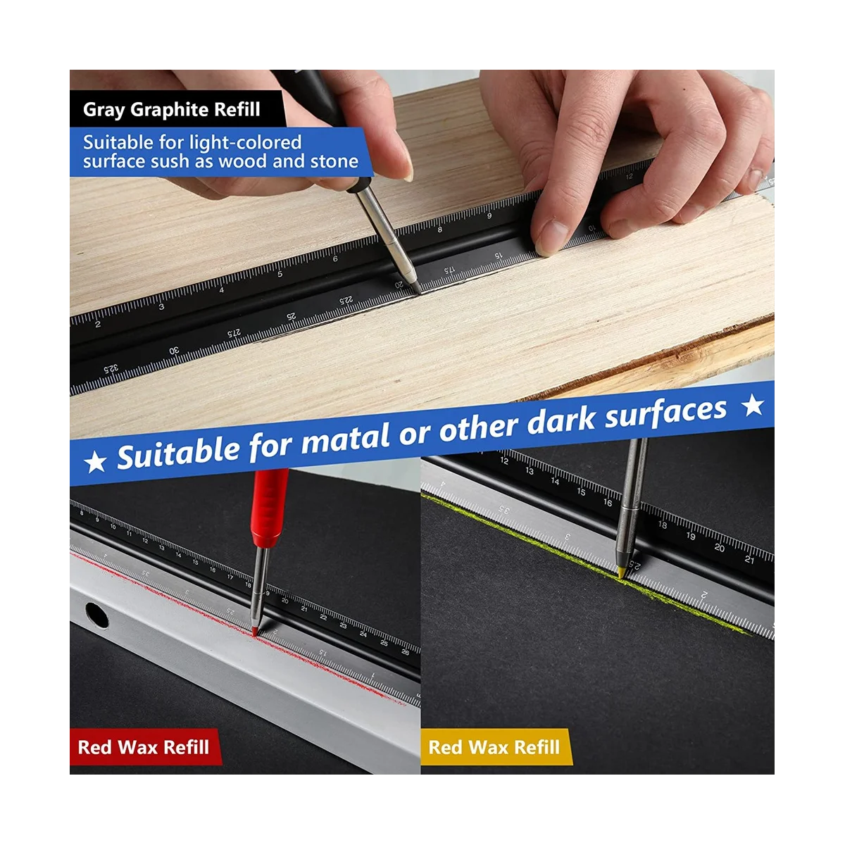مجموعة أدوات وضع علامات الخطاط مع لكمة مركزية آلية ، أداة نقش كربيد ، أقلام نجار ، 8 عبوات