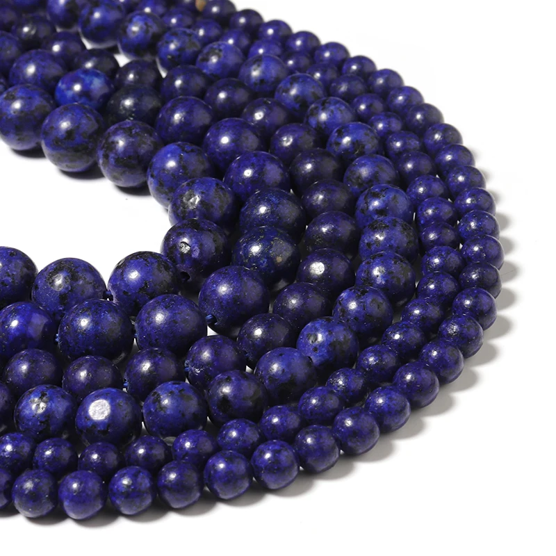 Natürliche Stein Perlen Lapis Lazuli Runde Lose Stein Perlen Für Schmuck Machen DIY Armband Ohrringe Zubehör 15'' 4/6/8/10/12mm