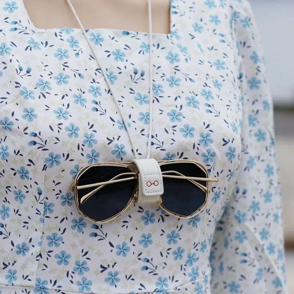Cuerda para gafas ajustable portátil de cuero PU, gafas de sol multifuncionales, Clip para el cuello, cordón colgante para gafas, cordón para mujeres y hombres