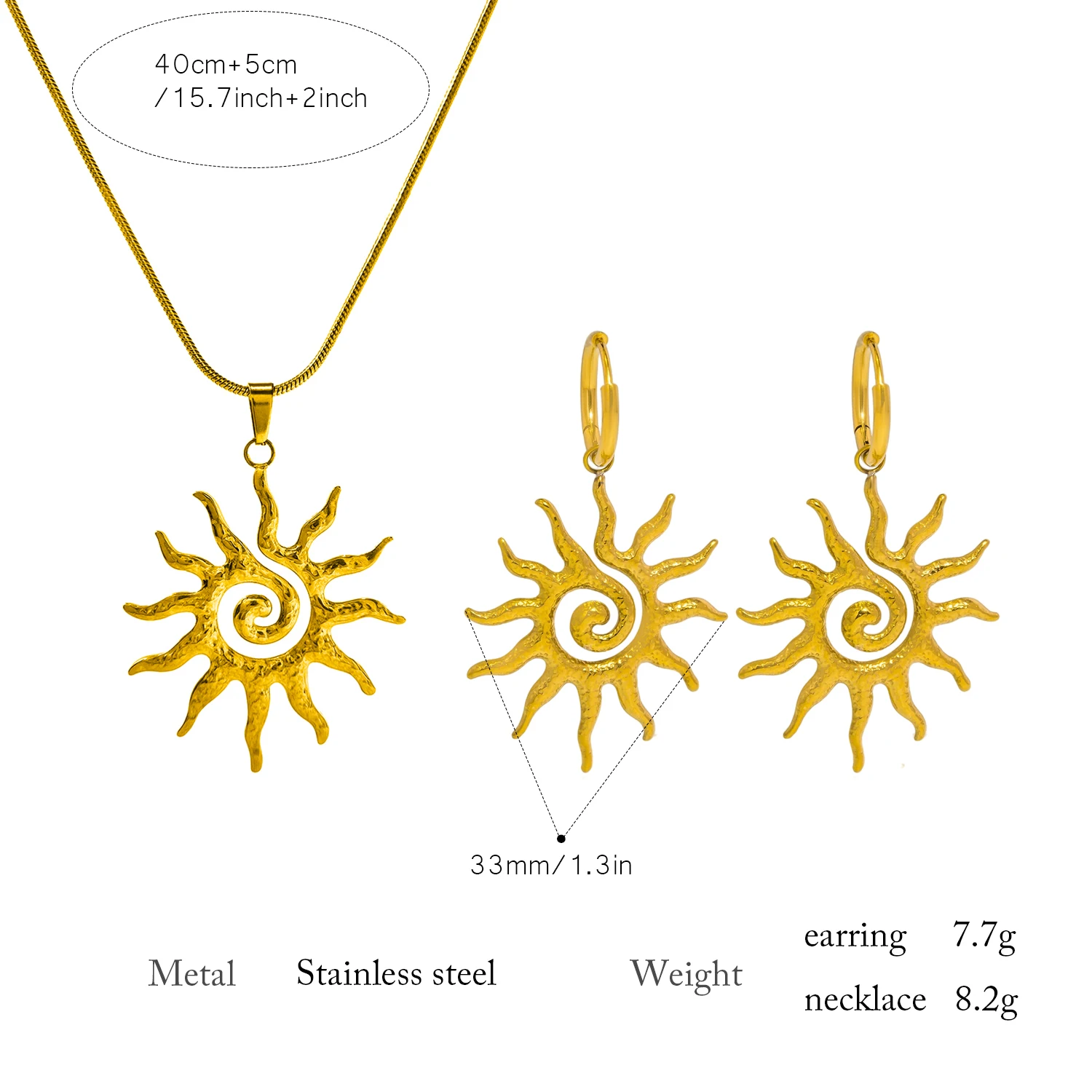 UHBINYCA Vintage Sun Geometric Drop Earrings for Women Golden Stainless Steel Fashion Aesthetic Trend Jewelry Gift