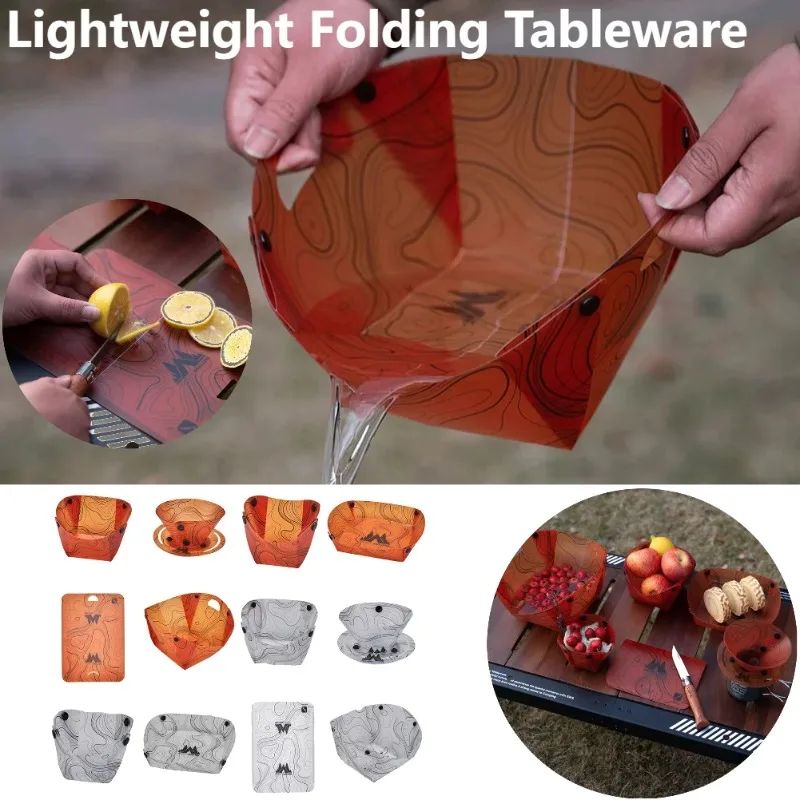 Vajilla plegable para acampar, cuenco portátil, plato de cena, filtro de café, juego de platos y cuencos resistentes al calor, suministros de cocina para campamento