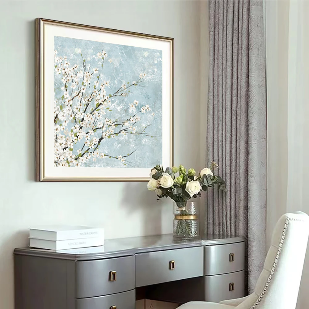 2PCS Nordic Abstract Cherry Blossom Canvas Painting Wall Art Poster Flowers Pictures Living Room Bedroom Hotel Office Home Decor