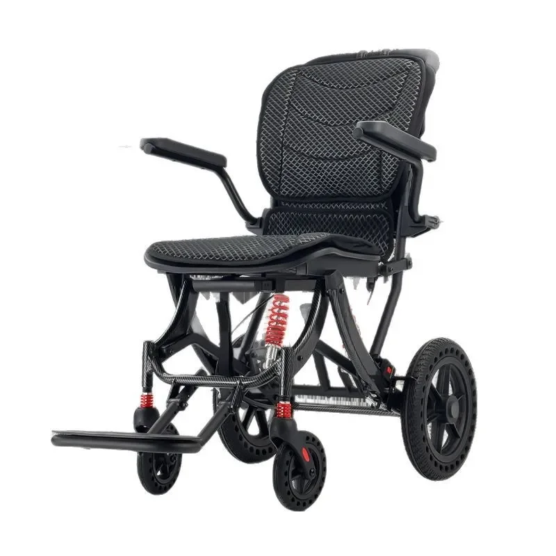 Manual wheelchair for the elderly folding lightweight boarding travel old age stroller small portable