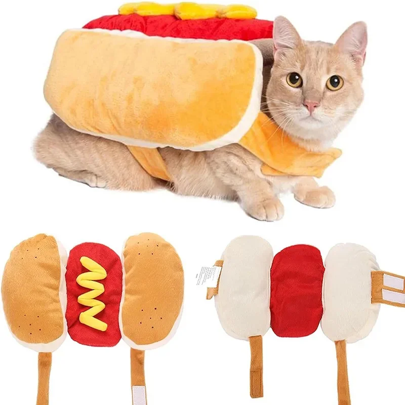 Christmas Cat Dog Clothes Hot Dog Burger Transformation Costume Funny Dress Up Pet Supplies