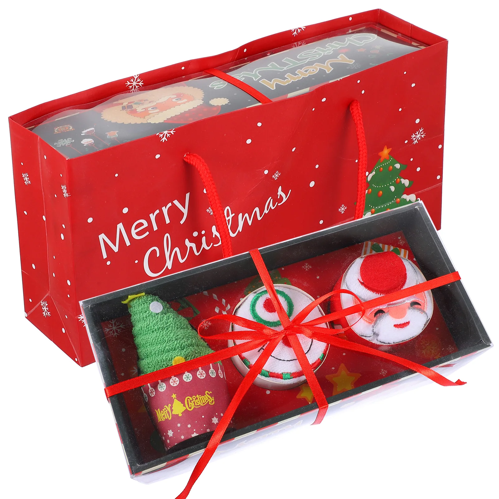 

1Set Christmas Towels Cotton Embroidered Face Towel Soft Absorbent Xmas Gift Towels Decorative Washcloth Holiday Gift