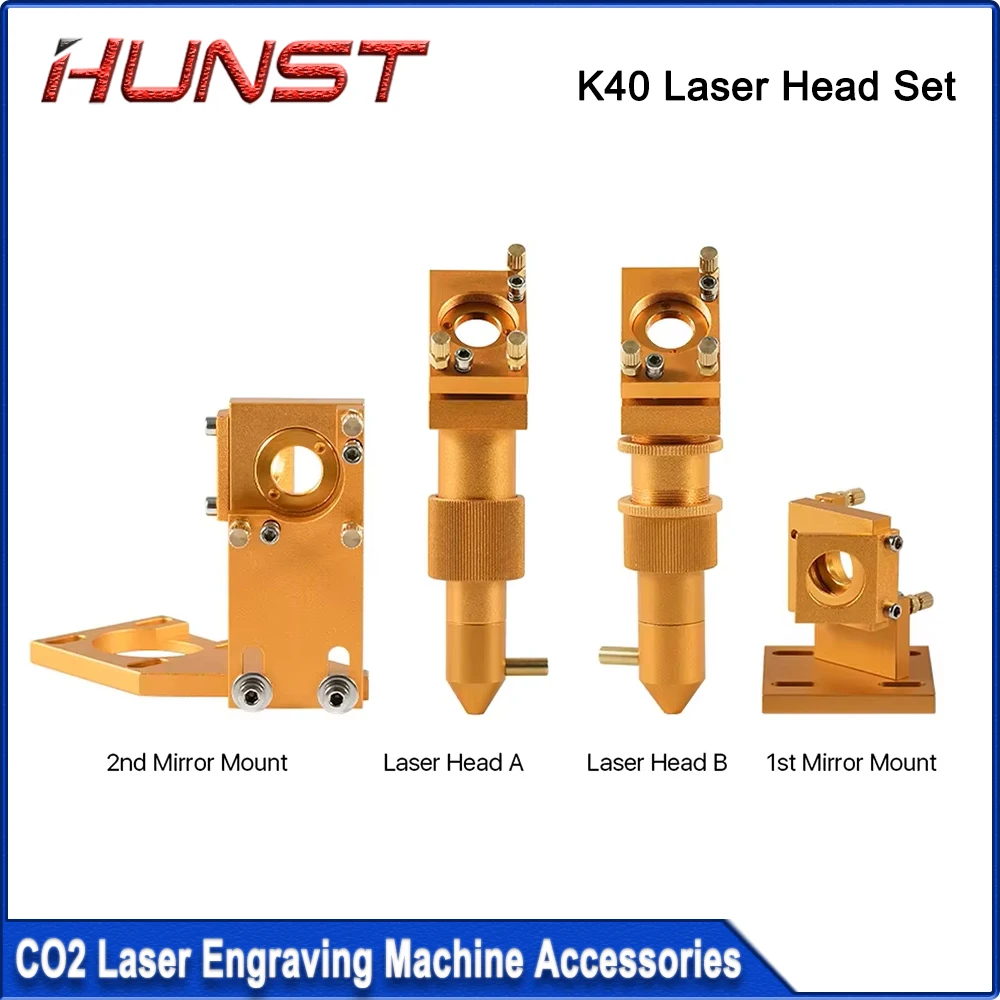 HUNST K Series Gold CO2 Laser Head Set 12 / 20 mm Diameter For 2030 4060 K40 Laser Engraving And Cutting Machine