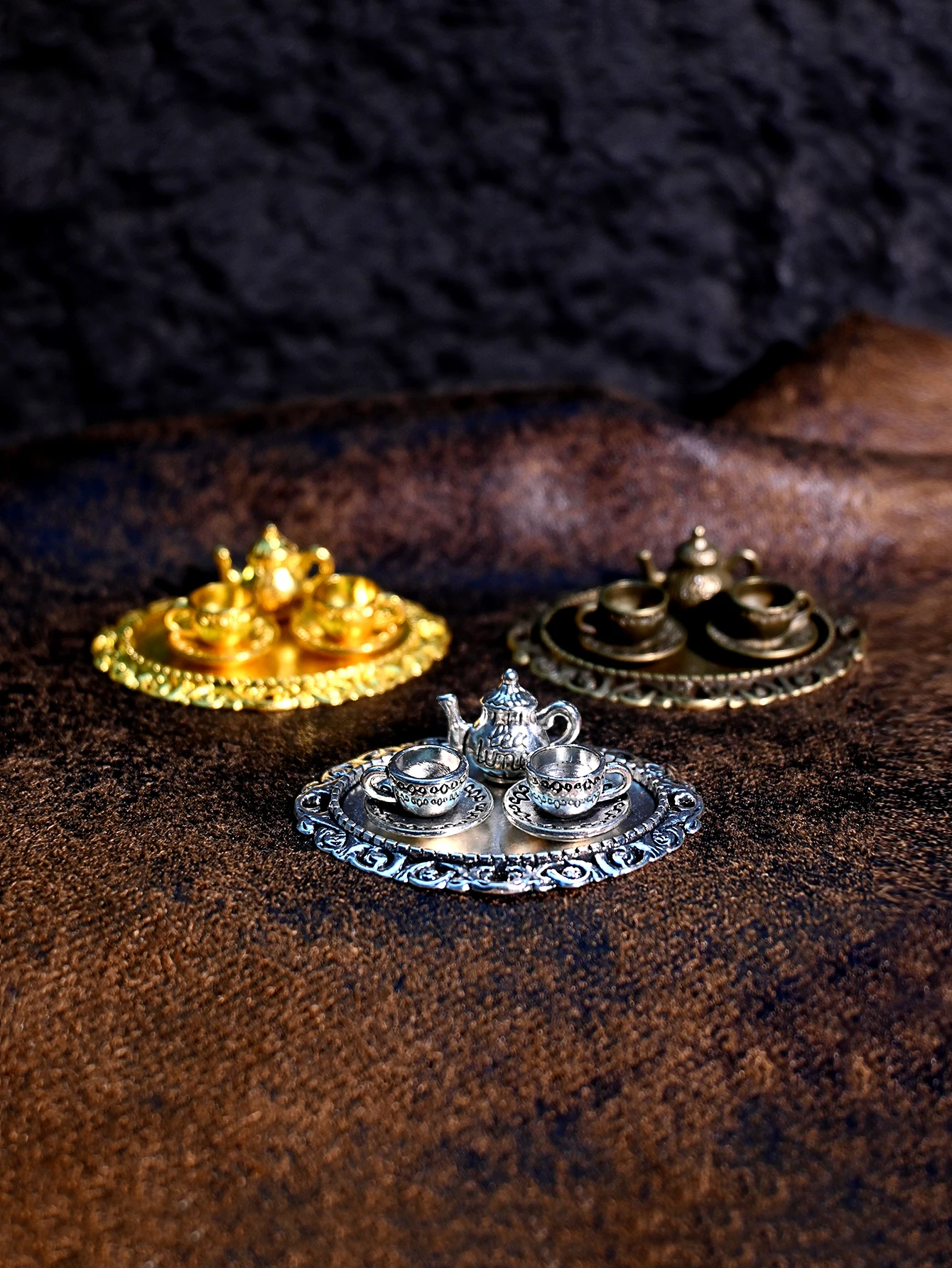 A Set of Miniature Vintage Tea Set Decorations, 1/6, 1/12 Dollhouse, Dollhouse Accessories, Dollhouse Toys, Dollhouse Decorations, Model House Accessories, Miniature Food Toys, Photography Props, Micro-Landscape Decorations, Miniatures Decoration, Small Gifts, Giveaways, Home Decor Items