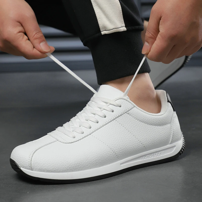

High Quality Leisure Running Fashion Anti Slip Mountaineering PU Leather Sports Shoes Tennis Trend Hot Selling Men White Shoes