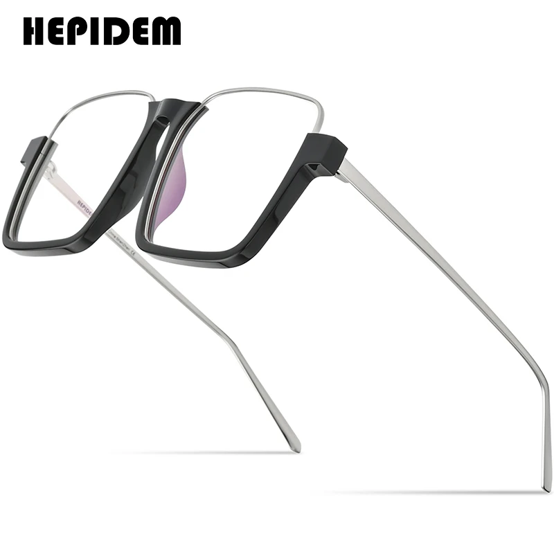 HEPIDEM Acetate Glasses Frame Men New Oversize Square Eyeglasses Women Spectacles Big Frames Eyewear 50257