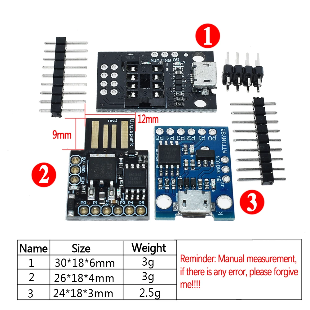 official Blue Black TINY85 Digispark Kickstarter Micro Development Board ATTINY85 module for Arduino IIC I2C USB