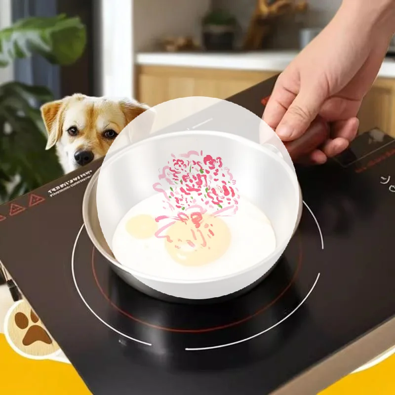 وعاء من الفولاذ المقاوم للصدأ لشخص واحد مع مقبض من خشب الجوز لسلطة الفاكهة، وأدوات المطبخ للمطعم