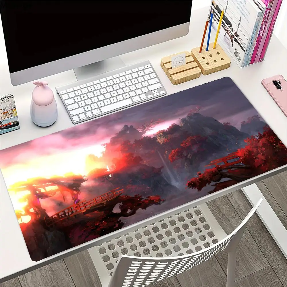 

Коврик для мыши с пейзажами японского аниме, большой коврик для компьютерной офисной игровой настольной коврик XXL, резиновые противоскользящие коврики для игровой клавиатуры и мыши