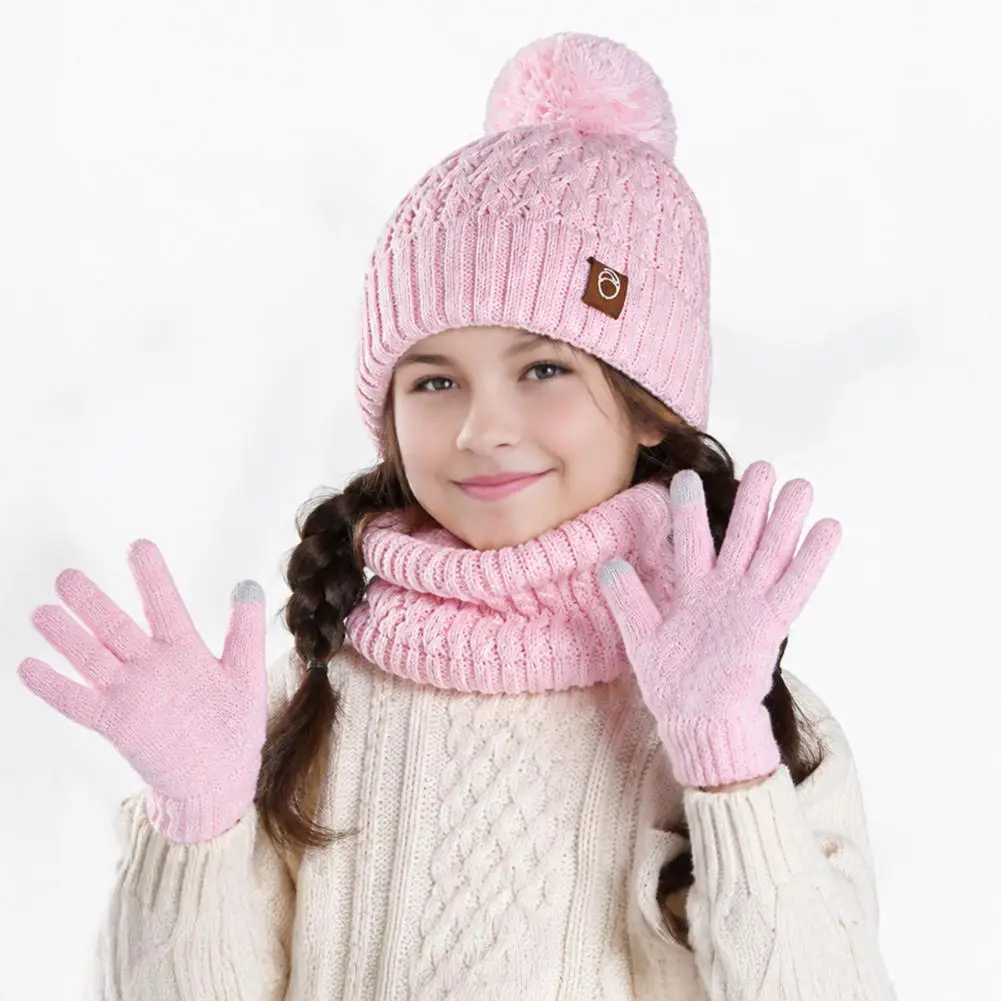 Cute Cartoon Winter Set for Kids Kids Winter Hat Scarf Gloves Set Fleece Lined Beanies Neck Warmer Mittens for Boys for Boys