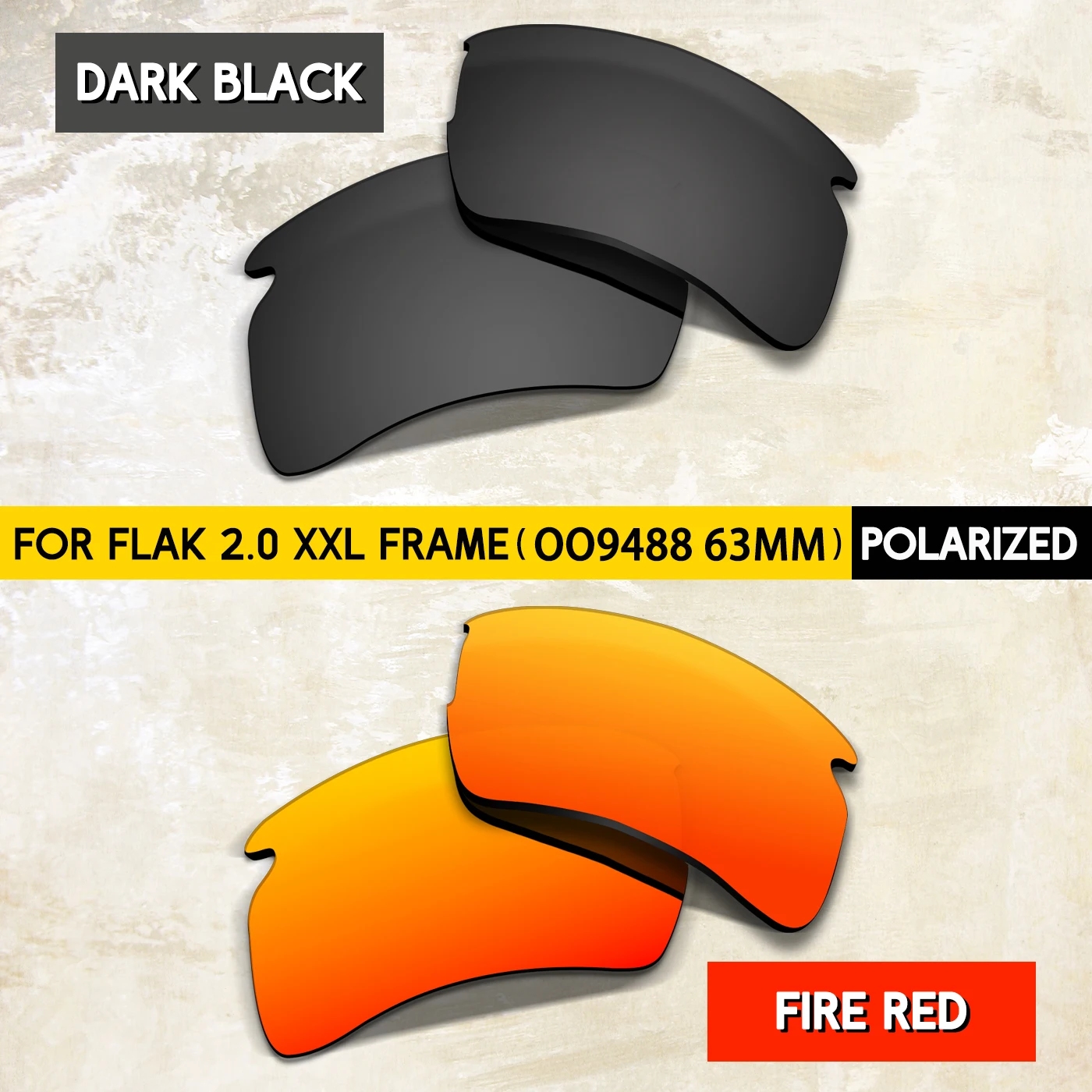Dual Sets Polarized Replacement Lenses for Oakley Flak 2.0 XXL OO9488 63mm Sunglasses - Impact-Resistant Material