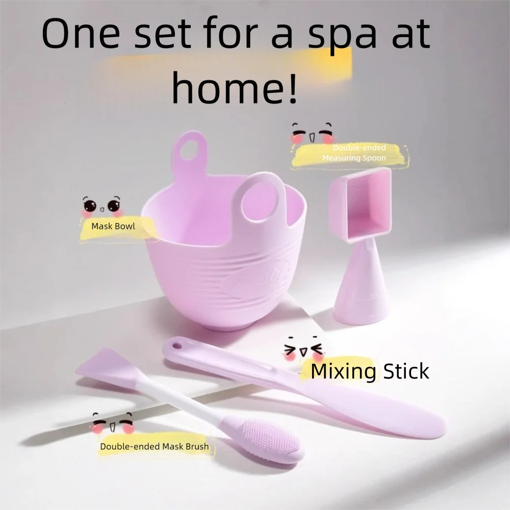 3/4 pçs silicone máscara facial mistura tigela conjunto cuidados com o rosto macio máscara facial kit de ferramentas diy multifuncional máscara tigela escovas feminino