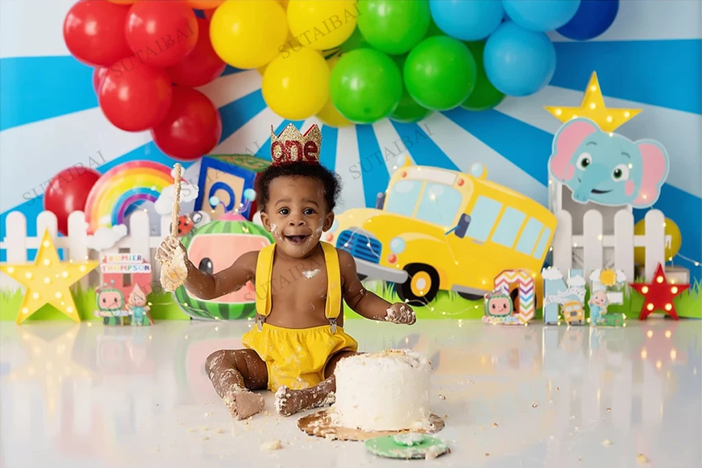 Back To School ฉากหลังปาร์ตี้ตกแต่งเด็กทารก First Day Of School Bus การถ่ายภาพพื้นหลังแบนเนอร์อุปกรณ์