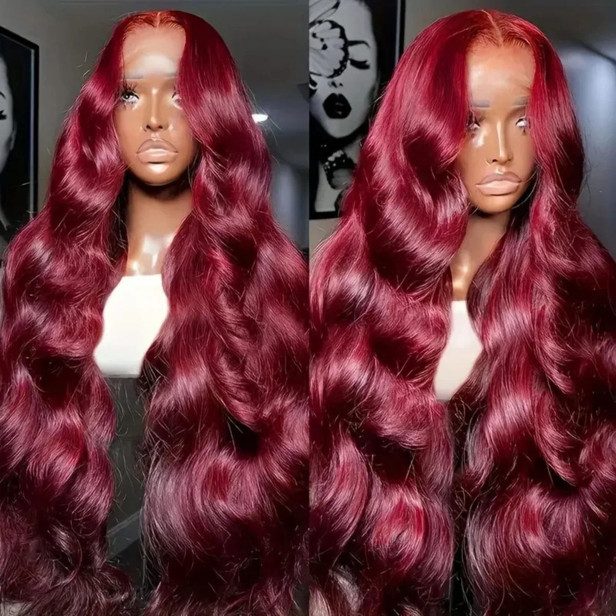 99J Burgundy Body Wave 13x4 13x6 HD Lace Front Human Hair Wig 28 30 Inch Brazilian Pre Plucked Human Hair Wigs On Clearance Sale 200% Density Human Hair Wig Lace Front Color Wig For Woman Curly Wigs Human Hair