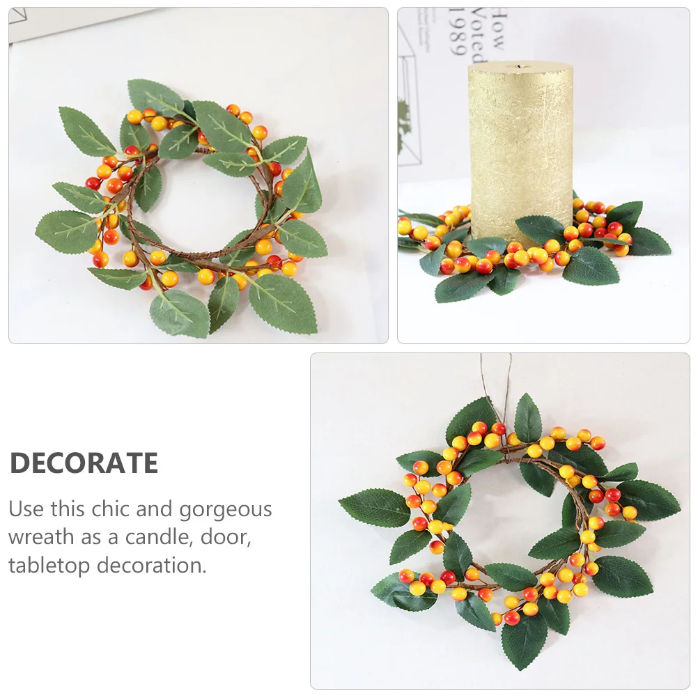 

2 Pcs Simulated Berry Wreath Fake Garland Thanksgiving Red Berries Party Decor Artificial