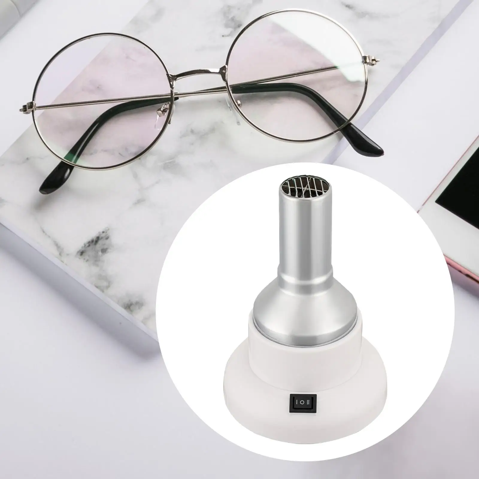Scaldatelaio per occhiali durevole Strumento di riscaldamento regolabile in metallo ABS per montaggio e riparazione di occhiali ottici
