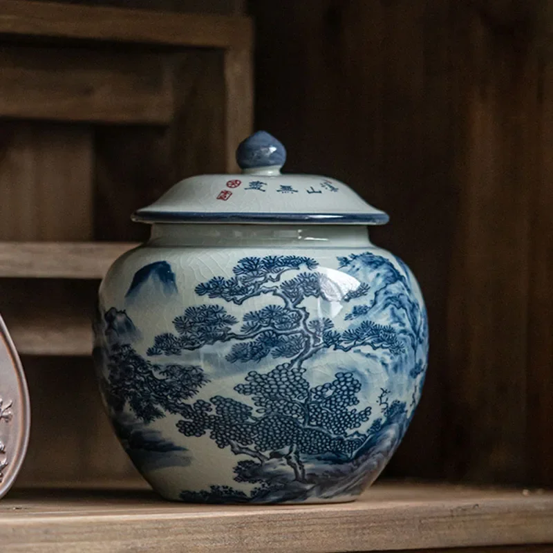 Porcelain Tea Sealed Storage Landscape Beans Decor