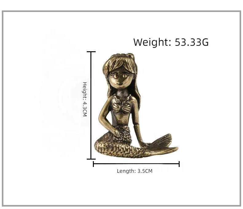 Mermaid Brass Jewelry Office Desktop Bronze Decoration Crafts