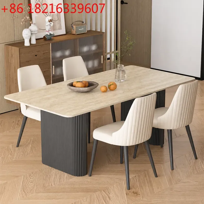 YAOModern Rectangular Rock Slab Dining Table Luxury Cave Stone Design for Home Restaurant Furniture