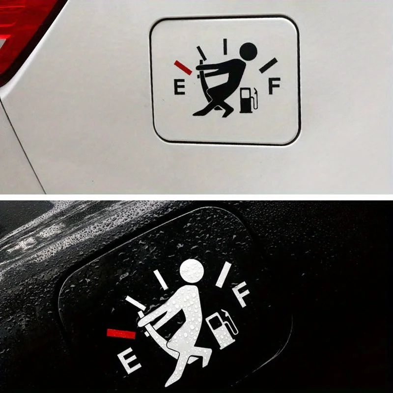 2set Automotive Custom Slogan Car Stickers A Fun Fuel Gauge Sticker Set Self-Adhesive Wall Stickers  For Car Bonnets