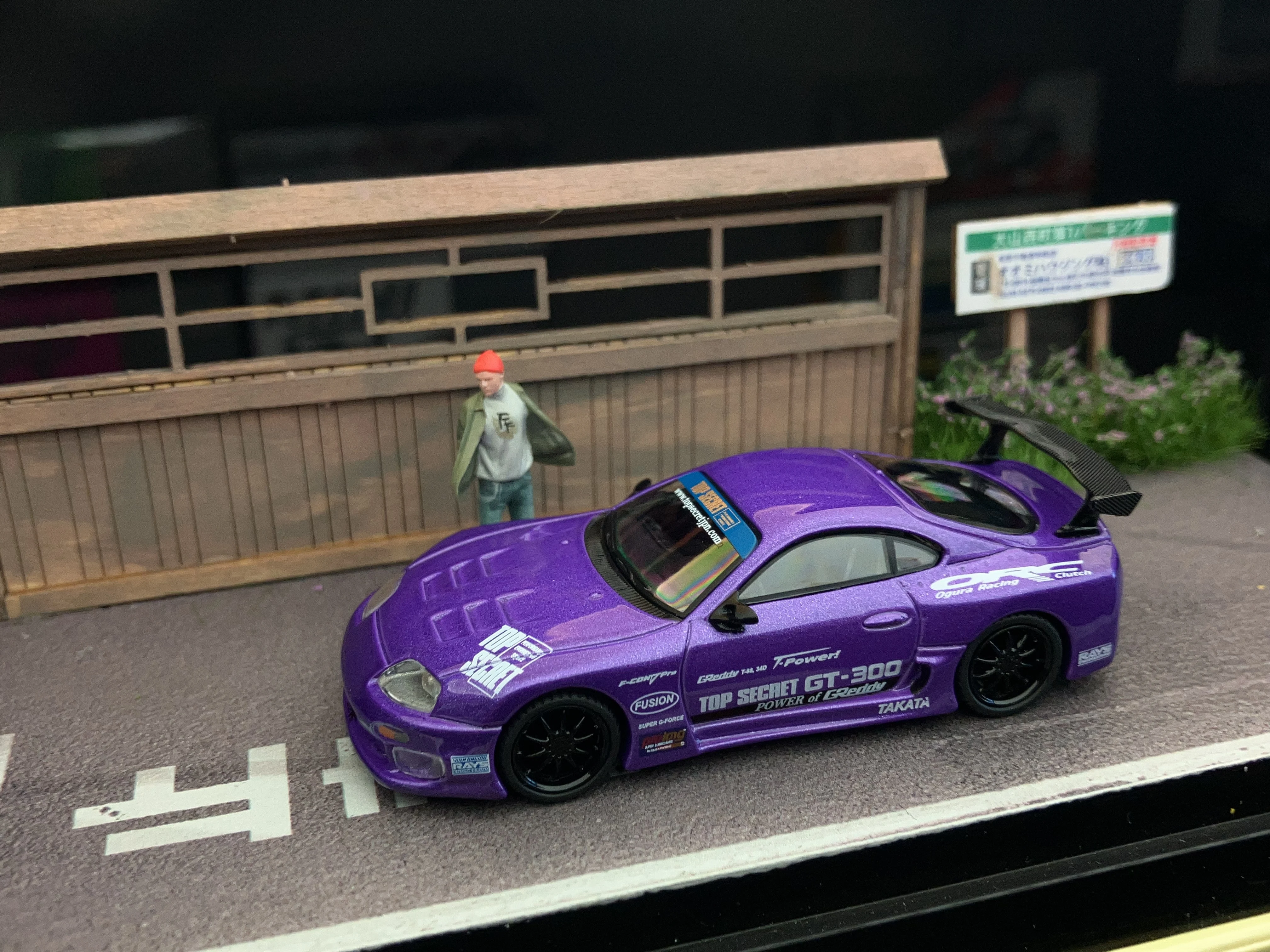 MINI GT 1/64 1067 Supra (A80) Top Secret GT-300 مع الشكل JDM DIECAST CAR #1