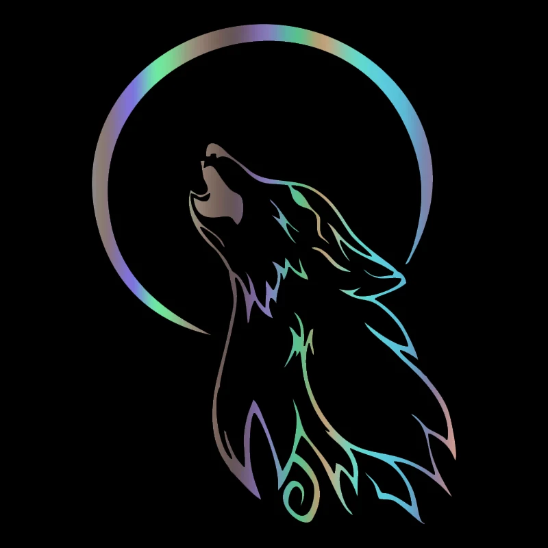 Wolf. Half moon. Laser reflective car stickers. Auto parts. Glass. Plastic. Automobile. very interesting. Polyethylene Decal
