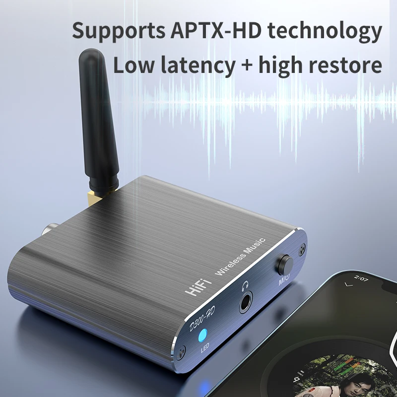 Qualcomm APTX-HD Bluetooth 5.2 Audio Receiver Hifi Stereo Music CD-Quality Sound 3.5mm AUX Coaxial Optical Fiber Wirelss Adapter