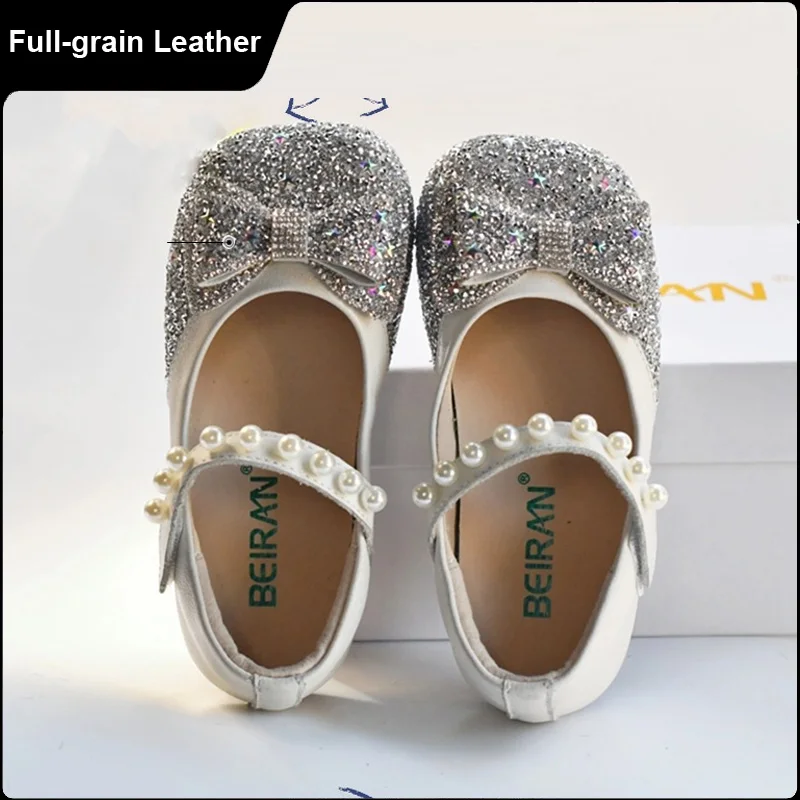 

Туфли принцессы из натуральной кожи для девочек. Детские туфли с кристаллами. Верх из коровьей кожи и внутренняя обувь из свиной кожи. Обувь для кампуса.