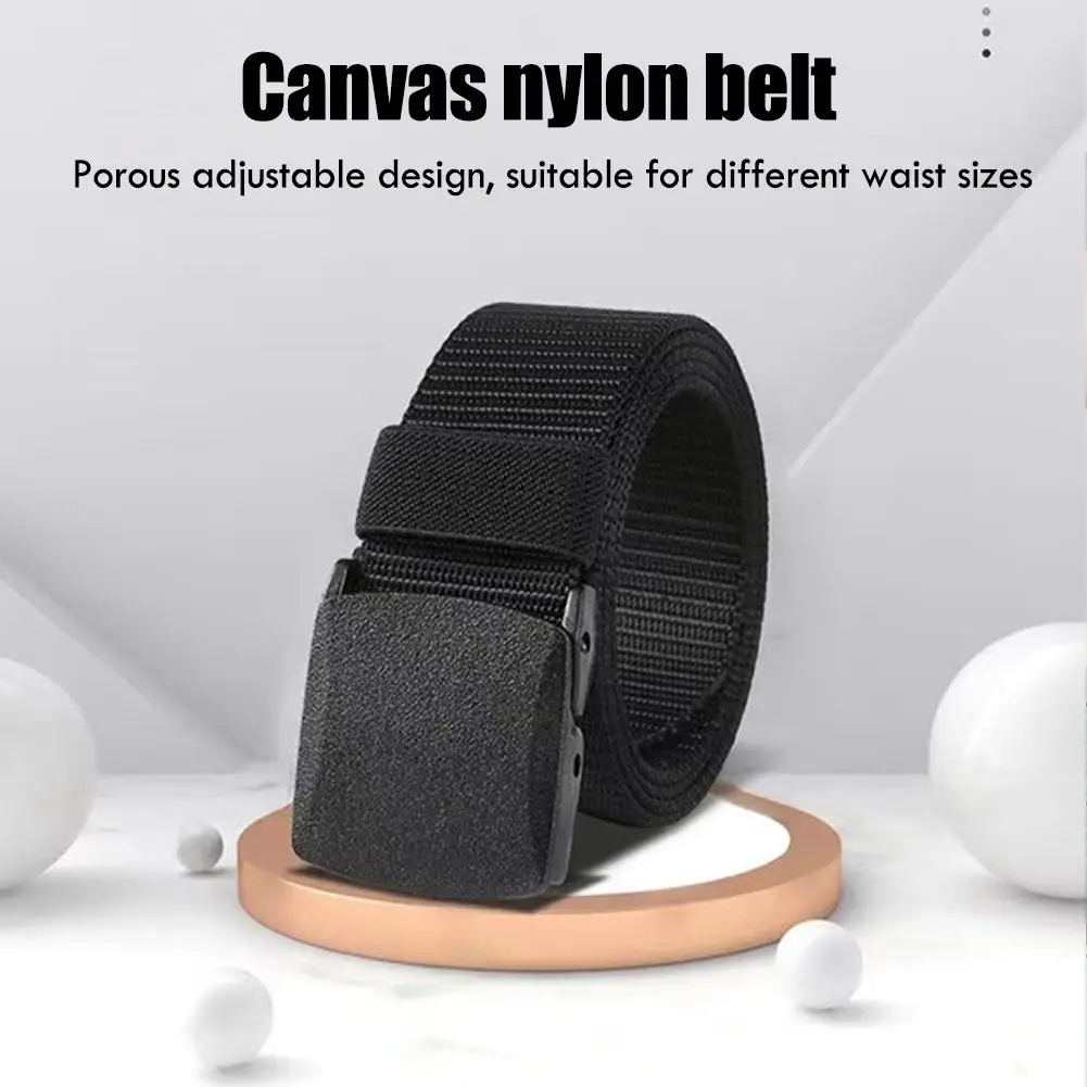 Nylon Canvas Web Belt for Men, Elastic Belt Fit Hiking Outdoor Military Buckle Belt Stretch Quick Release Belt Plastic Buckle