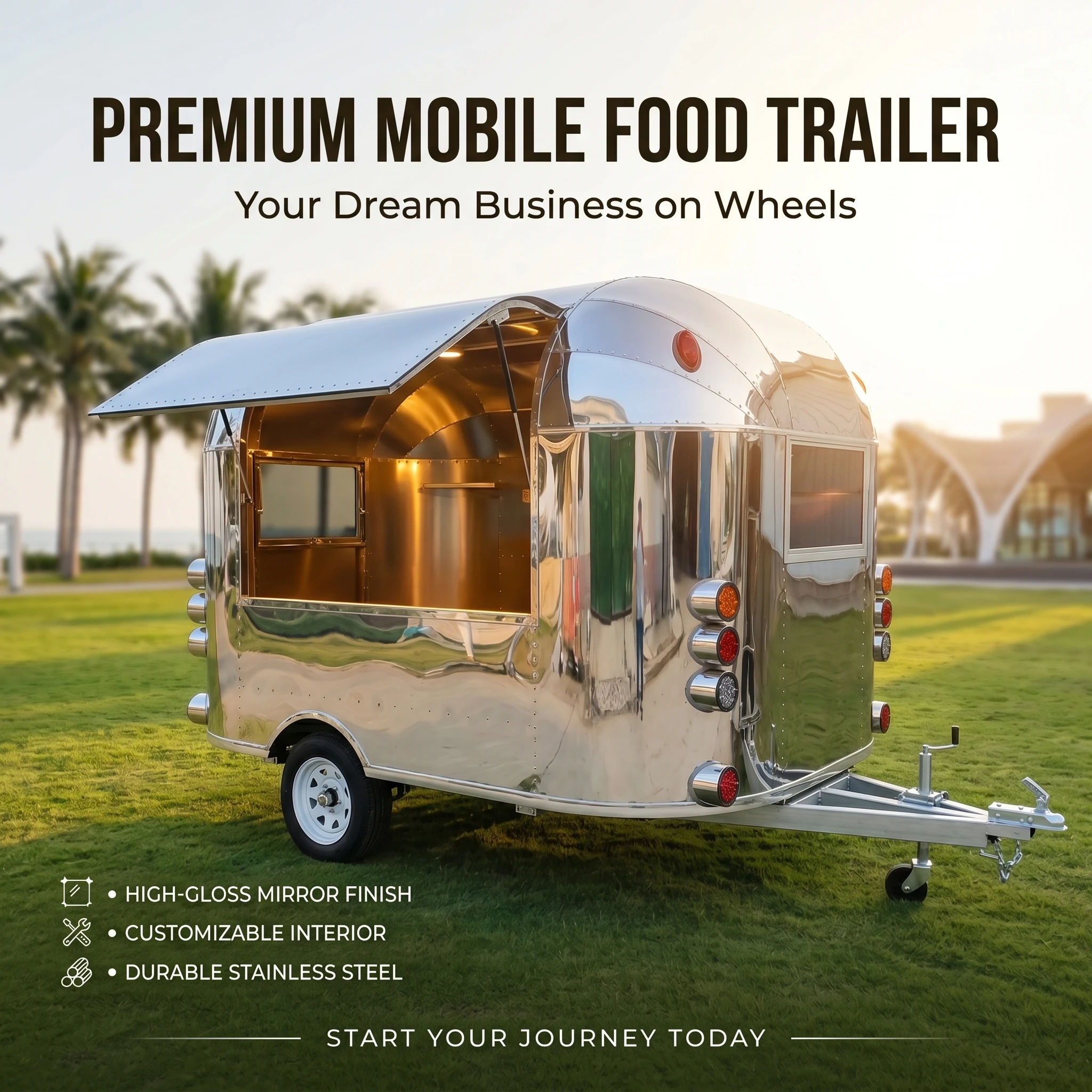 Smoothie Gelato Dessert Waffle Icecream Truck Mobile Fried Chicken Crepe Kebab BBQ Food Trailer Fully Equipped Restaurant