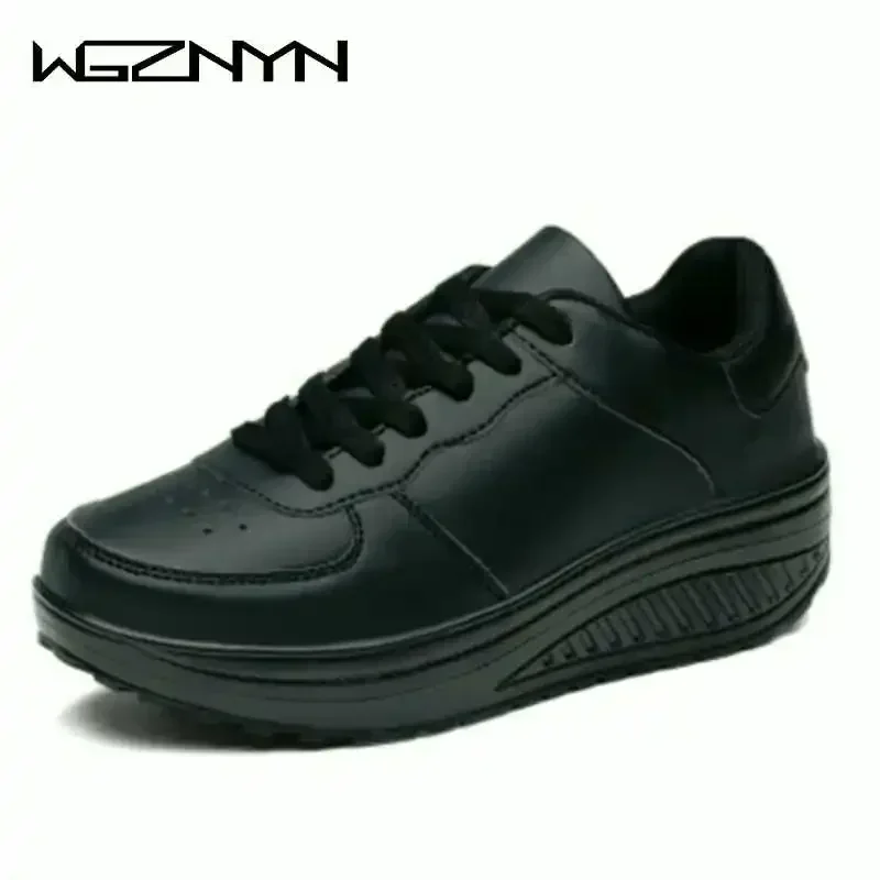 NEW Women Sneakers Breathable Waterproof Wedges Platform Vulcanize Shoes Woman Sneakers Leather Casual Shoes Tenis Feminino