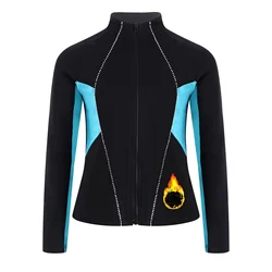 Girls Figure Skating Gymnastics Jacket Ballet Leotards Fleece-Lined Jacket Rhinestones Sweatshirt Outerwear for Sports Workout