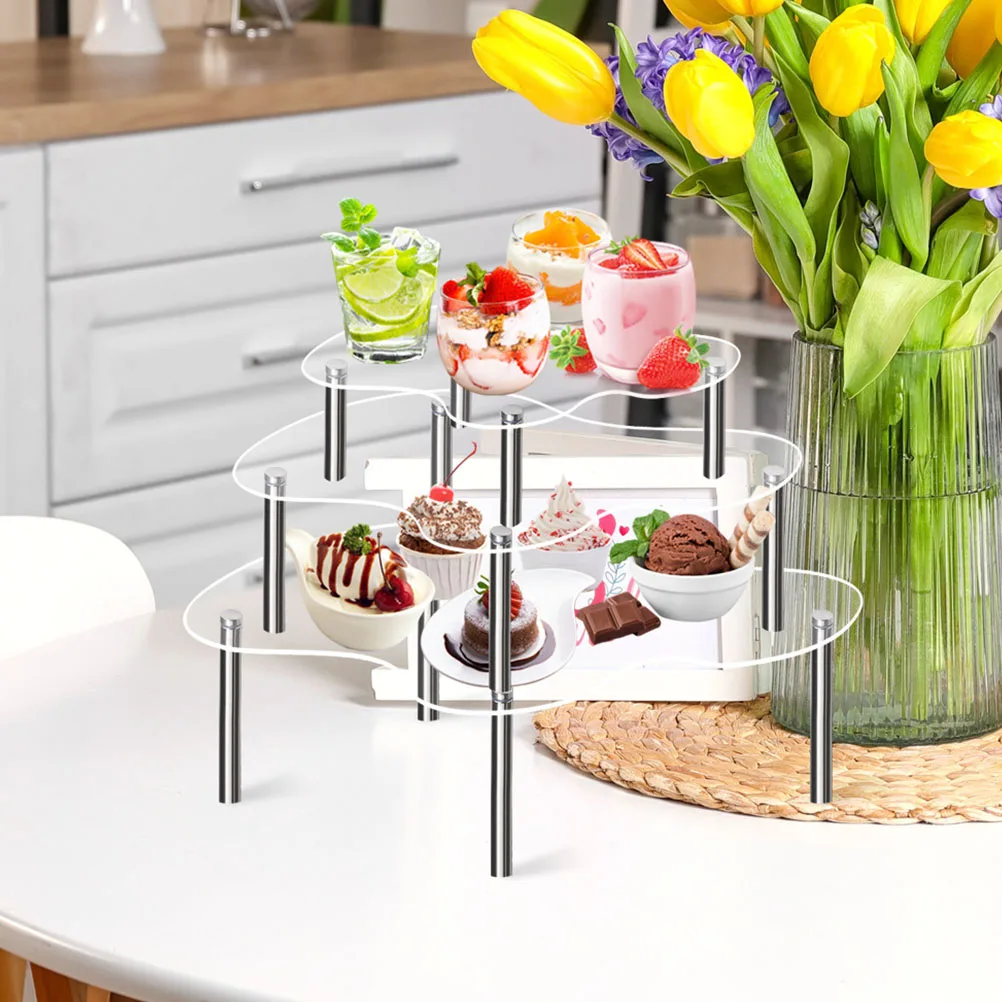

3 Pcs Acrylic Cake St Clear Dessert Display Holder Large Metal Cupcake Riser BT099 Medium Large Xlarge 3 Layers Birthday Party