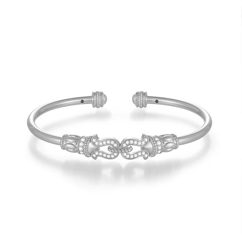 

ZFSILVER Silver 925 Fashion Luxury Trendy Moissanite Design Double Flower Bracelet Charm Women Wedding Party Jewelry Gift B20077