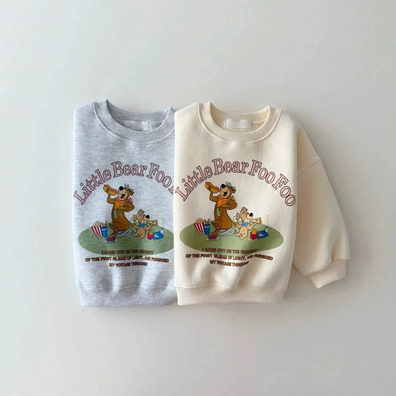 

2025 Spring New Children Long Sleeve Cartoon Sweatshirt Boys Cotton Casual Pullover Baby Girls Loose Versatile Tops Kids Clothes